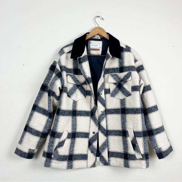 Coal Sheila Cream Plaid Shacket Size Medium - Picture 3 of 8